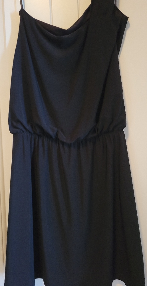 White House Black Market One Shoulder Black Dress